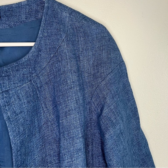 Vintage Louben Canada Linen Open Front Cardigan Blazer Blue Sz S Blue minimalist - Picture 3 of 12
